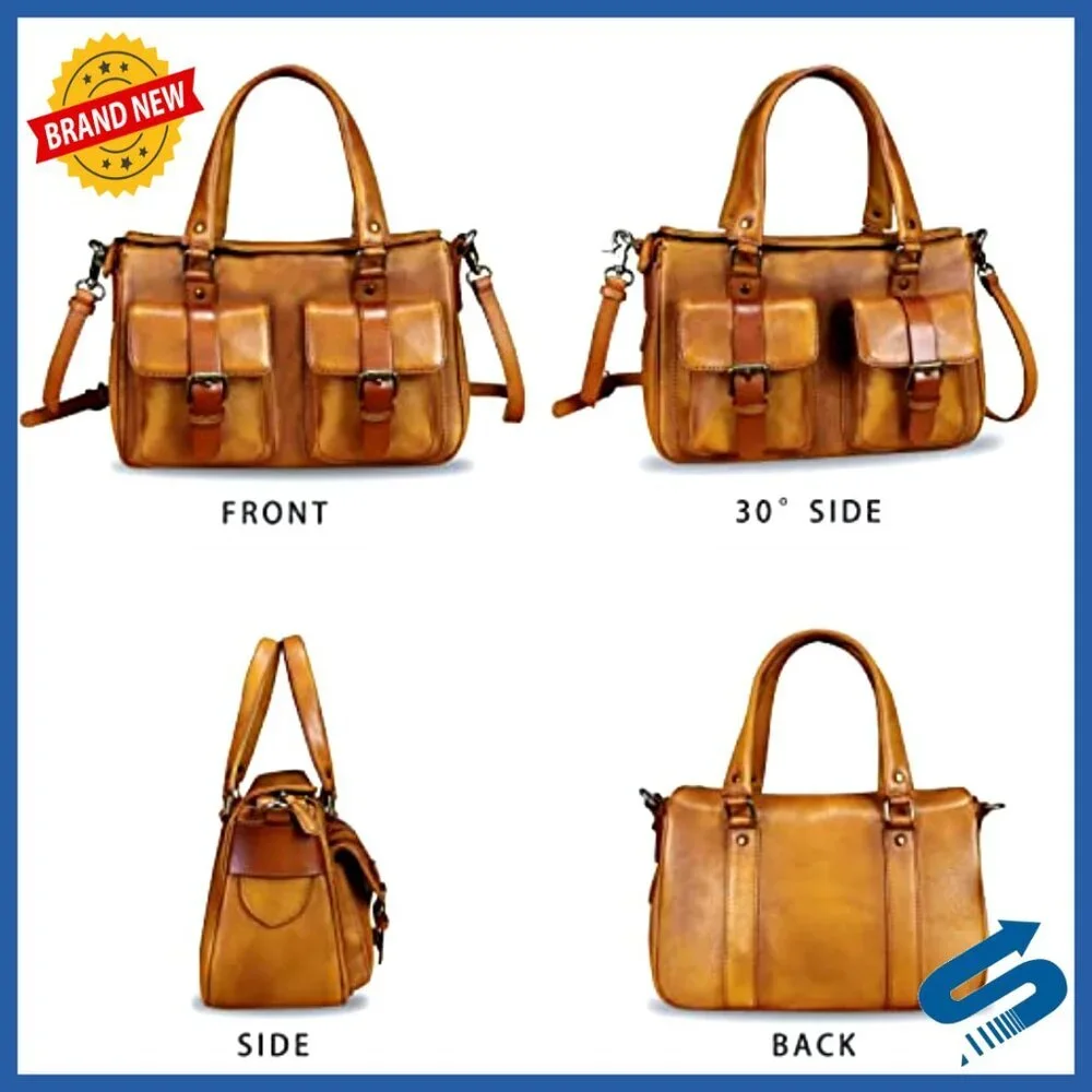 Genuine Leather Satchel Purse Top Handle Shoulder Crossbody Bag